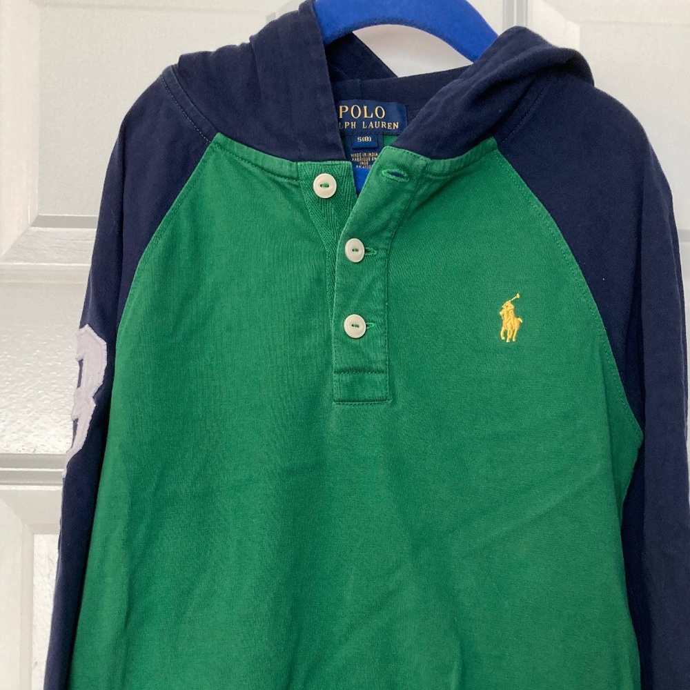 Boys Ralph Lauren hooded long sleeve rugby polo shirt  size small (8)